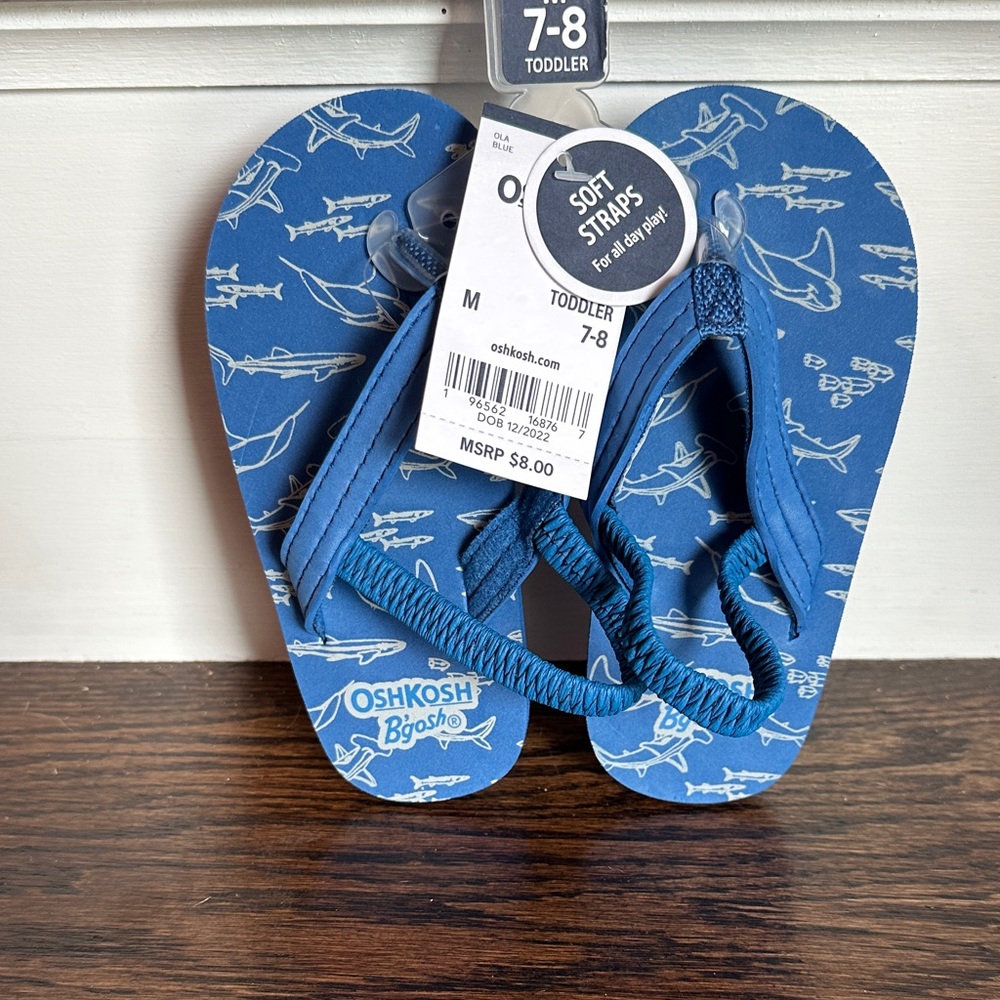 OshKosh B'gosh Blue Shark Print Toddler Flip Flops